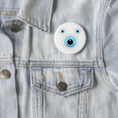 Grappig wit beer gezicht ronde button 5,7 cm (In situ)