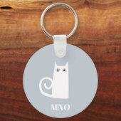 Grappig wit kat monogram sleutelhanger (Voorkant)