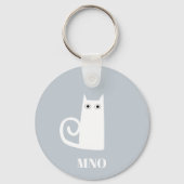 Grappig wit kat monogram sleutelhanger (Achterkant)