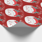 Grappig wit kattenpatroon Vrolijk kerstfeest Cadeaupapier (Hoek)