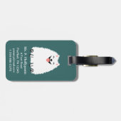 Grappig wit pommeraans met  tekst bagagelabel (Achterkant horizontaal)