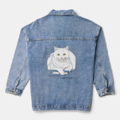 Grappig Witte Kat Boek Lezen Humor Paars Denim Jacket (Achterkant)