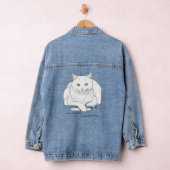 Grappig Witte Kat Boek Lezen Humor Paars Denim Jacket (Hangar)