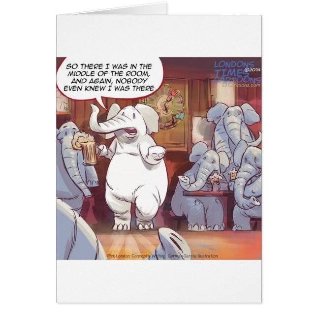 Grappig witte olifant in de zaal (Voorkant)