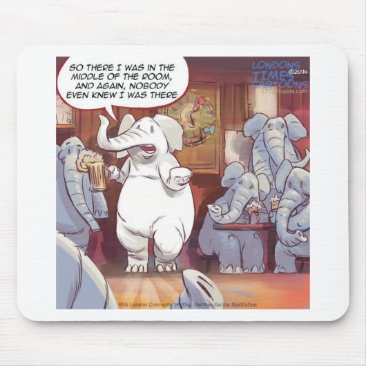 Grappig witte olifant in de zaal muismat (Voorkant)