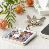 Grappig witte olifant in de zaal sleutelhanger (Zijkant)