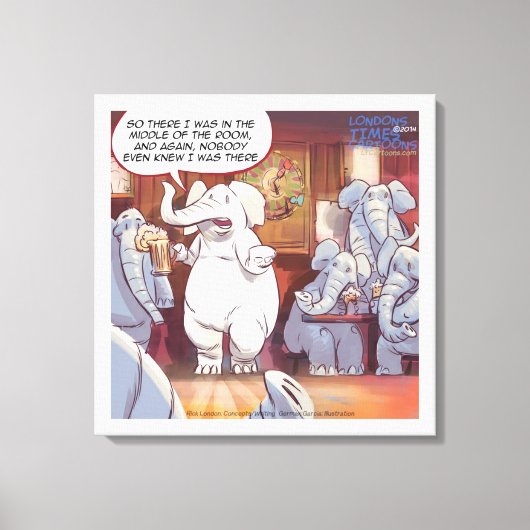 Grappig witte olifant in Room Canvas print (Voorkant)