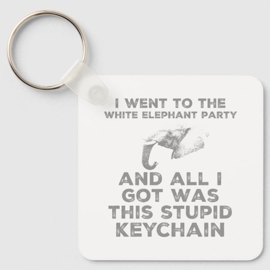 Grappig Witte Olifant Kerstfeest Ontwerp Sleutelhanger (Voorkant)