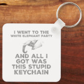 Grappig Witte Olifant Kerstfeest Ontwerp Sleutelhanger (Achterkant)