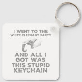 Grappig Witte Olifant Kerstfeest Ontwerp Sleutelhanger (Achterkant)