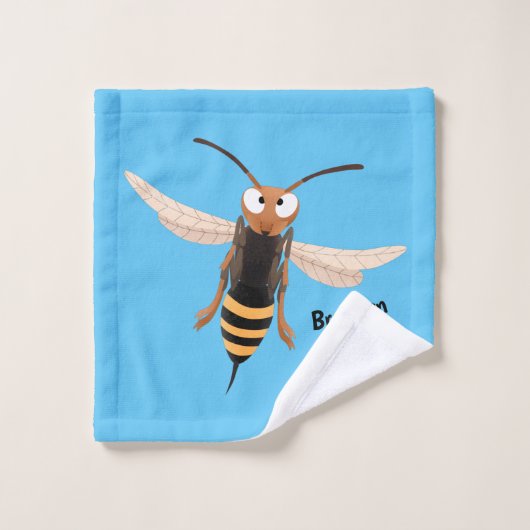 Grappig woedende wesp cartoon illustratie bad handdoek (Wasdoekje)