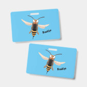 Grappig woedende wesp cartoon illustratie badge (Voor- en achterkant)