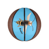 Grappig woedende wesp cartoon illustratie basketbal (Verticaal)