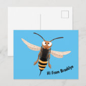 Grappig woedende wesp cartoon illustratie briefkaart (Voorkant / Achterkant)