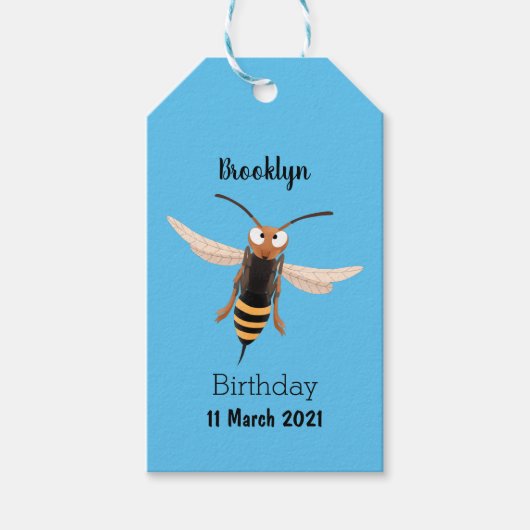 Grappig woedende wesp cartoon illustratie cadeaulabel (Voorkant)