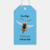 Grappig woedende wesp cartoon illustratie cadeaulabel (Achterkant)