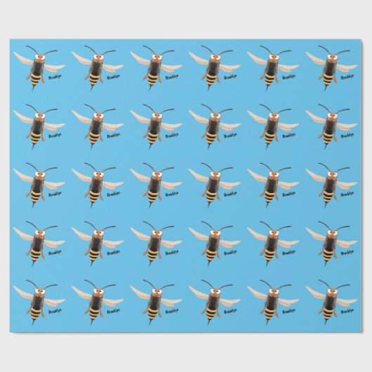 Grappig woedende wesp cartoon illustratie cadeaupapier (Vlak)