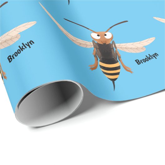Grappig woedende wesp cartoon illustratie cadeaupapier (Rol Hoek)