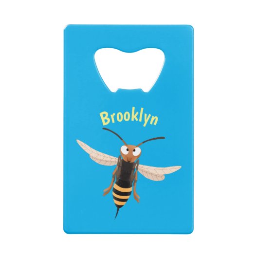 Grappig woedende wesp cartoon illustratie creditkaart flessenopener (Voorkant)