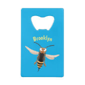 Grappig woedende wesp cartoon illustratie creditkaart flessenopener (Achterkant)