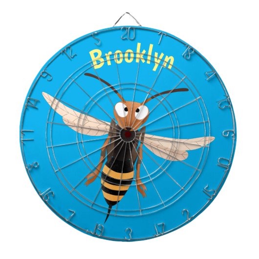 Grappig woedende wesp cartoon illustratie dartbord (Voorkant)