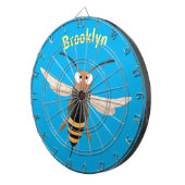 Grappig woedende wesp cartoon illustratie dartbord (Voorkant Rechts)