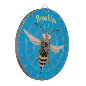 Grappig woedende wesp cartoon illustratie dartbord (Voorkant Links)