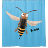 Grappig woedende wesp cartoon illustratie douchegordijn (Voorkant)