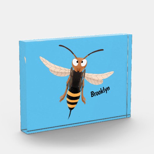 Grappig woedende wesp cartoon illustratie fotoblokken (Links)