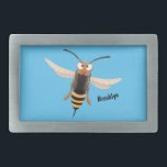 Grappig woedende wesp cartoon illustratie gesp<br><div class="desc">Haal een buzz uit dit ontwerp met een boze hoorntje getekend in een leuke cartoon stijl.</div>