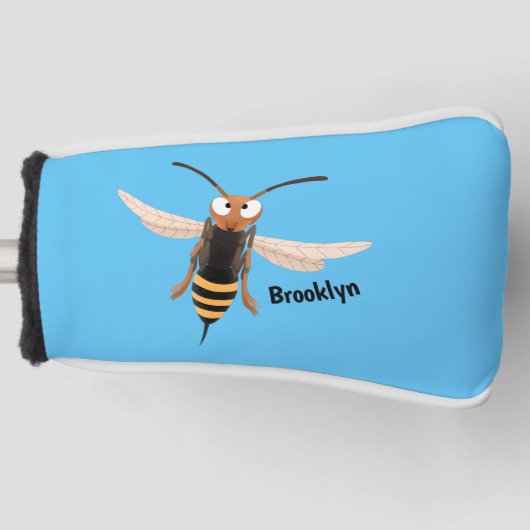Grappig woedende wesp cartoon illustratie golfheadcover (Voorkant)