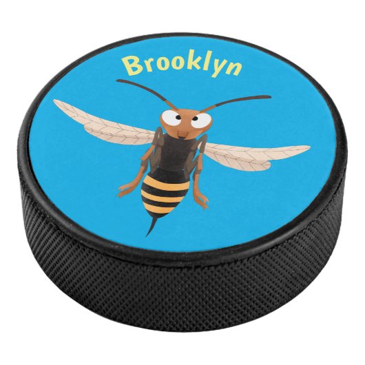 Grappig woedende wesp cartoon illustratie hockey puck (3/4)