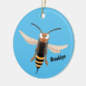 Grappig woedende wesp cartoon illustratie keramisch ornament (Links)