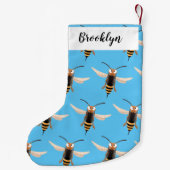 Grappig woedende wesp cartoon illustratie kleine kerstsok (Achterkant)