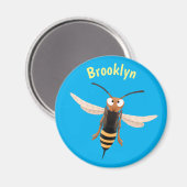 Grappig woedende wesp cartoon illustratie magneet (Voorkant / Achterkant)