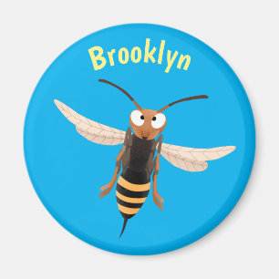 Grappig woedende wesp cartoon illustratie magneet