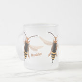 Grappig woedende wesp cartoon illustratie matglas koffiemok (Voorkant links)