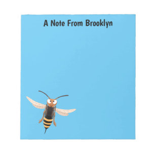 Grappig woedende wesp cartoon illustratie notitieblok