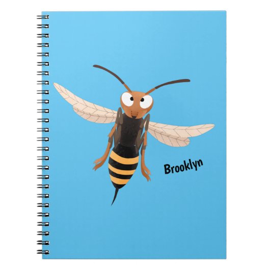 Grappig woedende wesp cartoon illustratie notitieboek (Voorkant)