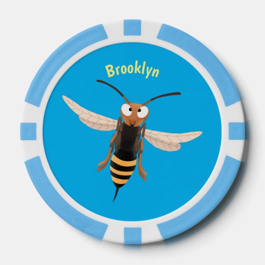 Grappig woedende wesp cartoon illustratie poker chips (Voorkant)