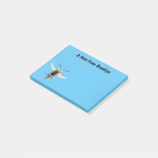 Grappig woedende wesp cartoon illustratie post-it® notes (Schuin)