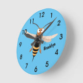 Grappig woedende wesp cartoon illustratie ronde klok (Hoek)
