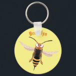 Grappig woedende wesp cartoon illustratie sleutelhanger<br><div class="desc">Haal een buzz uit dit ontwerp met een boze hoorntje getekend in een leuke cartoon stijl.</div>