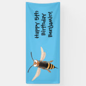 Grappig woedende wesp cartoon illustratie spandoek (Verticaal)