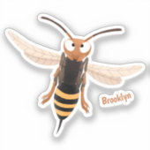Grappig woedende wesp cartoon illustratie sticker (Voorkant)