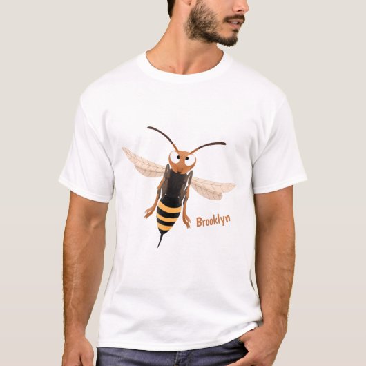 Grappig woedende wesp cartoon illustratie t-shirt (Voorkant)