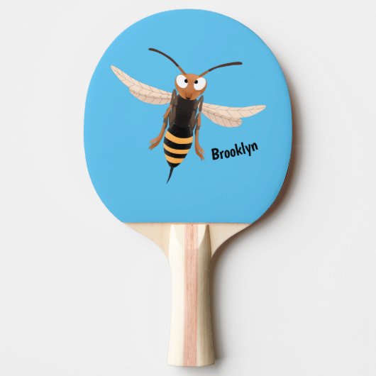 Grappig woedende wesp cartoon illustratie tafeltennisbatje (Voorkant)