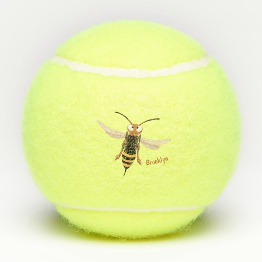 Grappig woedende wesp cartoon illustratie tennisballen (Achterkant)