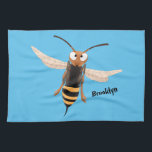 Grappig woedende wesp cartoon illustratie theedoek<br><div class="desc">Haal een buzz uit dit ontwerp met een boze hoorntje getekend in een leuke cartoon stijl.</div>