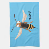 Grappig woedende wesp cartoon illustratie theedoek (Verticaal)